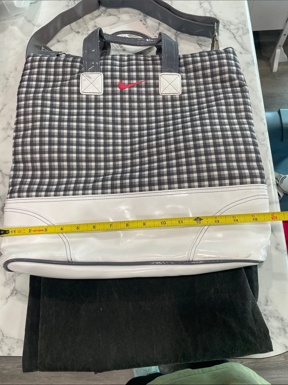 Nike Brassie Shoulder Bag Grey & White Gingham Golf Tote